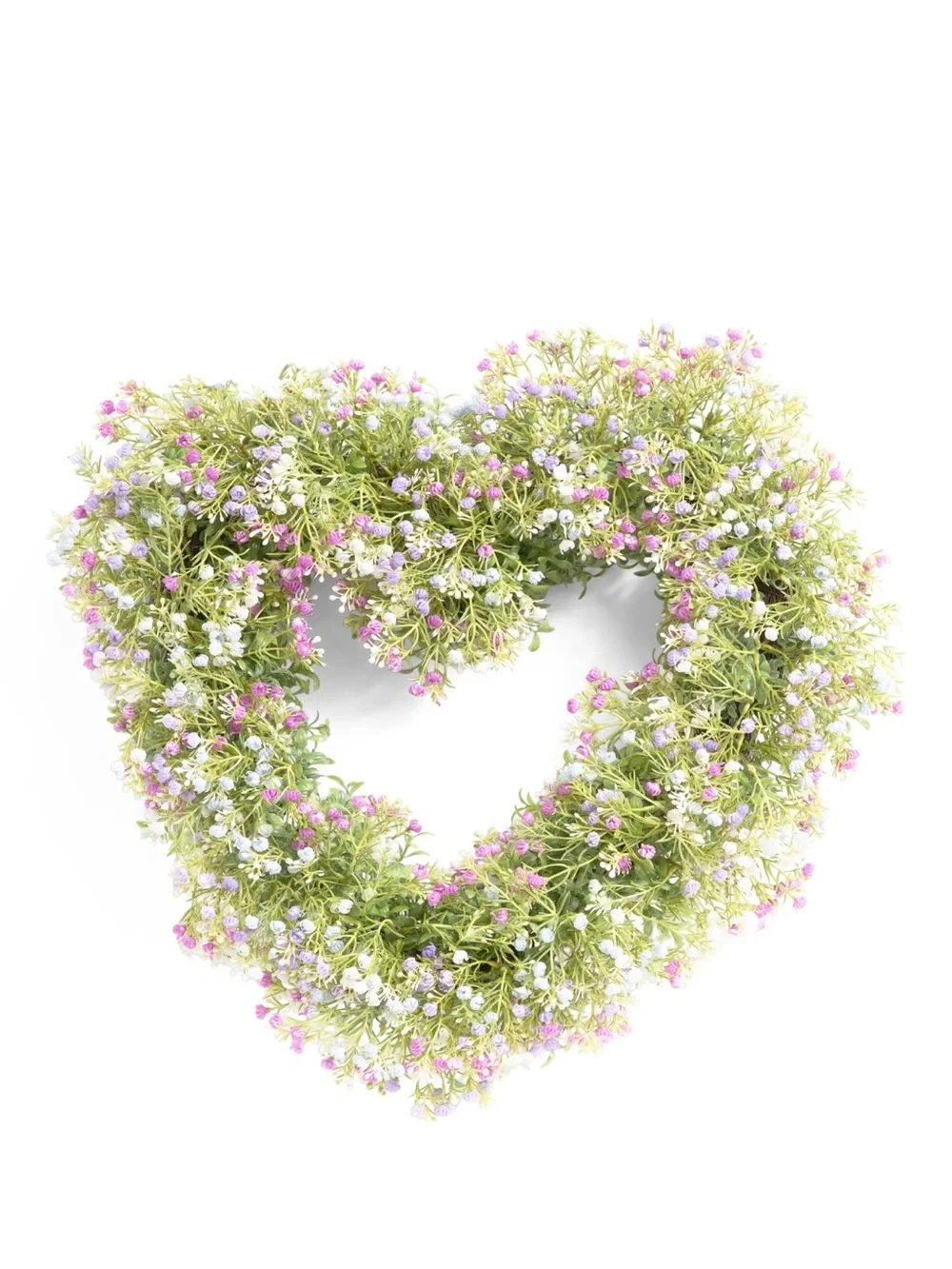 Heart-Shaped Floral Wreath with Pink & White Accents 24 in